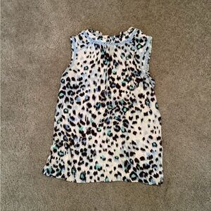 LOFT Leopard Print Sleeveless Blouse - Blue and Black